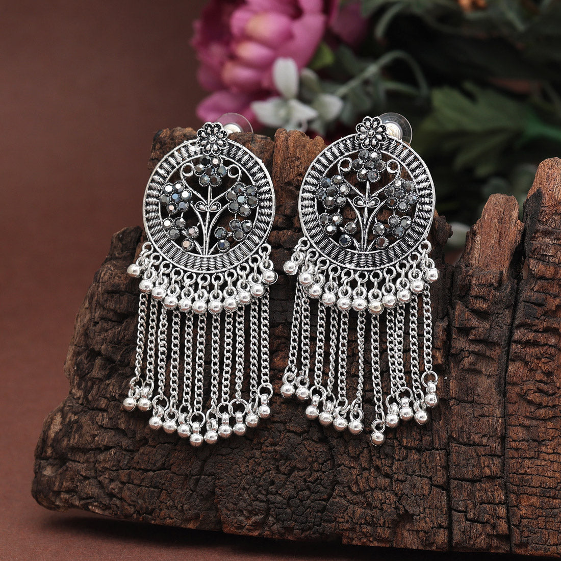 Silver Color Oxidised Earrings (GSE2889SLV) Jewelry GlitStudio   