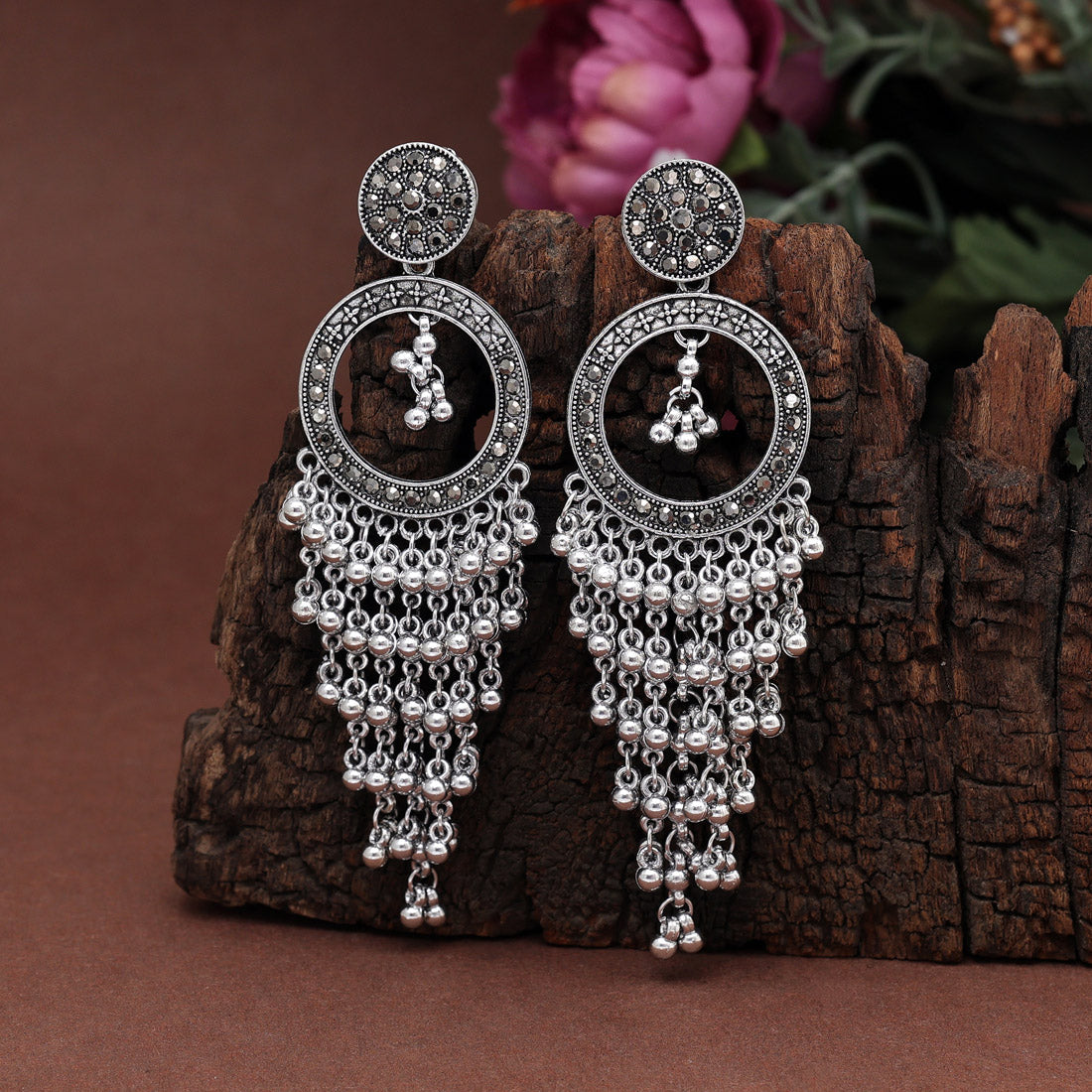 Silver Color Oxidised Earrings (GSE2890SLV) Jewelry GlitStudio   