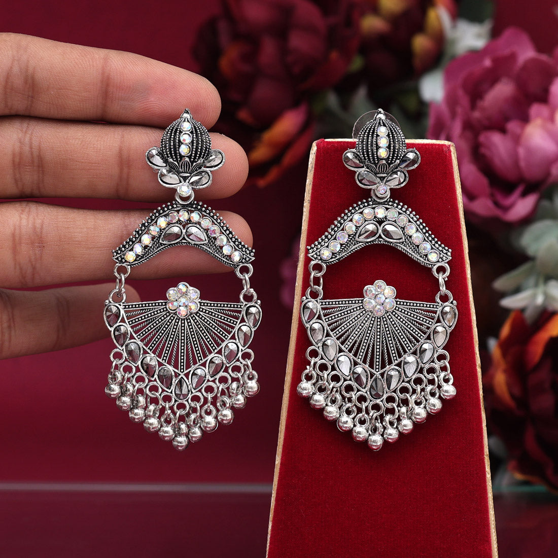 Silver Color Oxidised Earrings (GSE2893SLV) Jewelry GlitStudio   