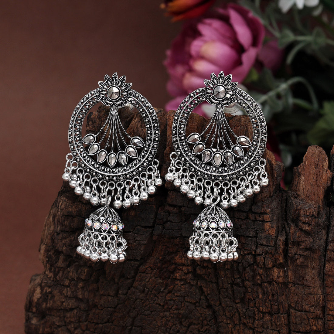 Silver Color Oxidised Earrings (GSE2900SLV) Jewelry GlitStudio   