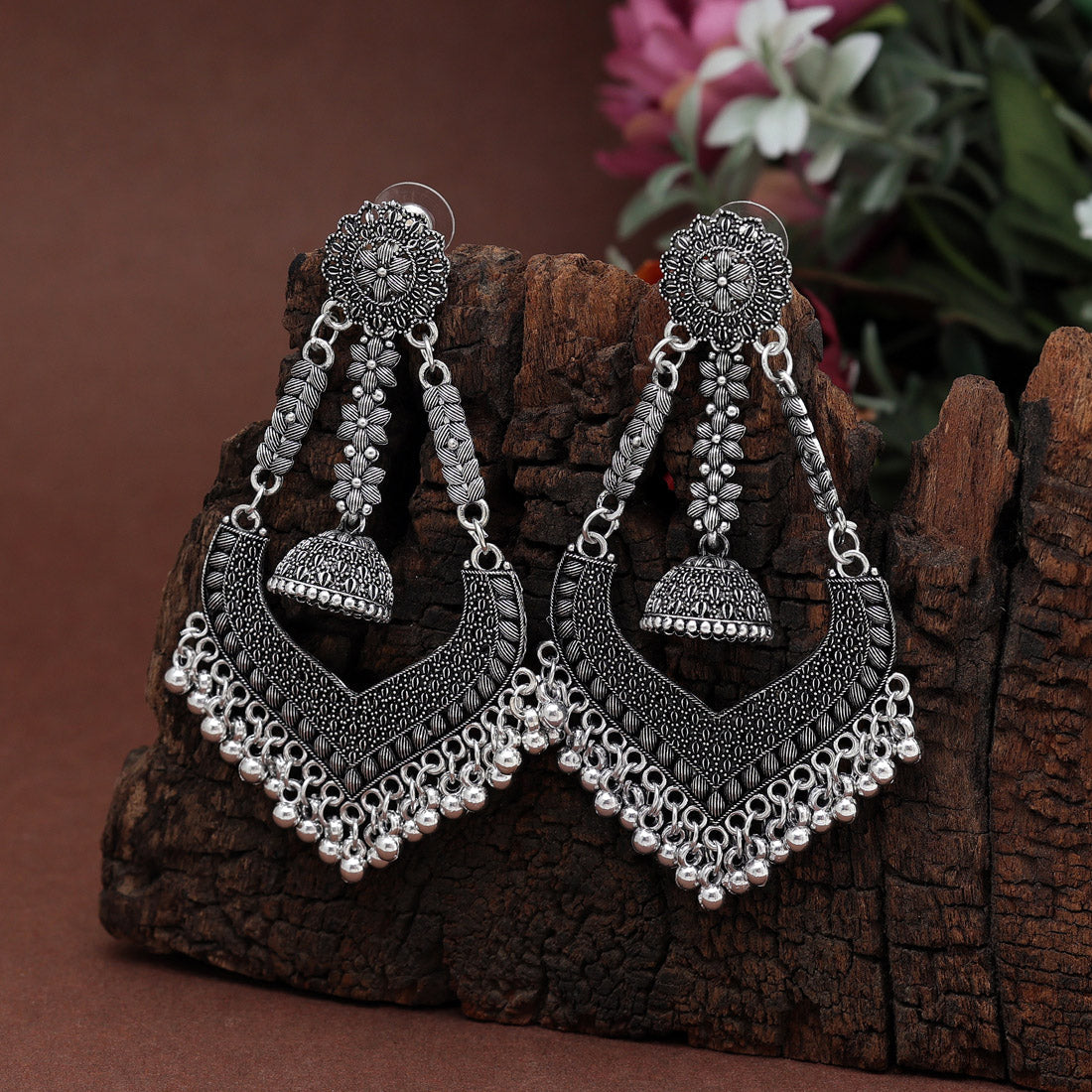 Silver Color Oxidised Earrings (GSE2907SLV) Jewelry GlitStudio   