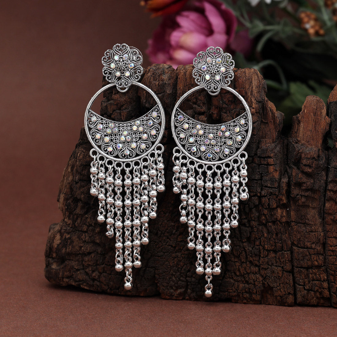 Silver Color  Oxidised Earrings (GSE2913SLV)