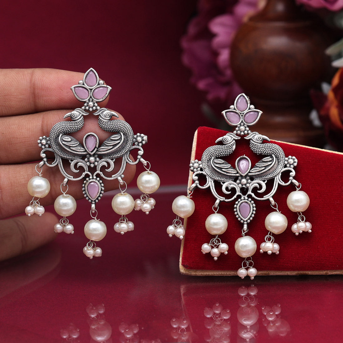 Pink Color  Oxidised Earrings (GSE2917PNK) Jewelry GlitStudio   