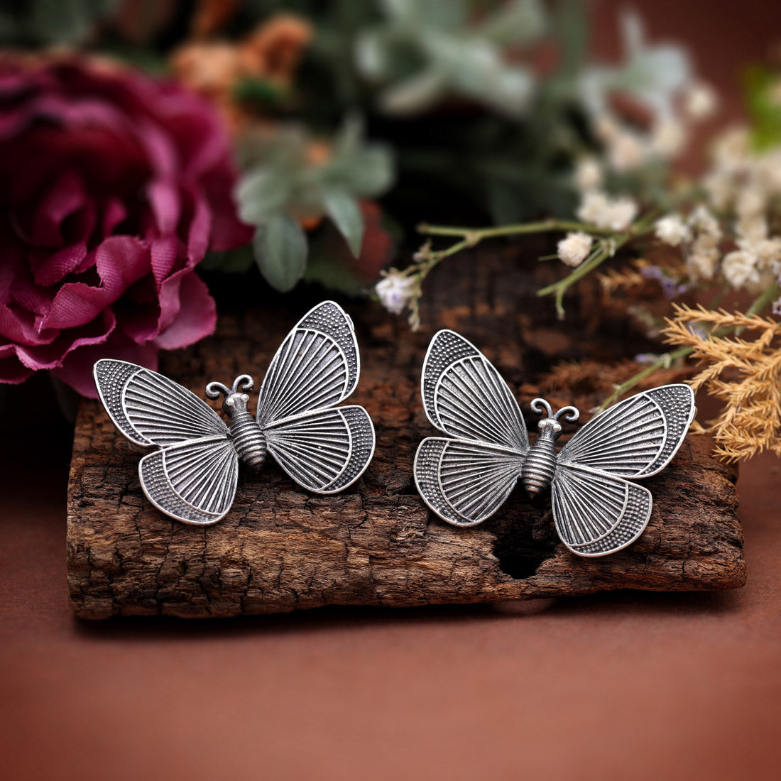 Silver Color  Butterfly Design Oxidised Earrings (GSE2918SLV) Jewellery GetGlit   