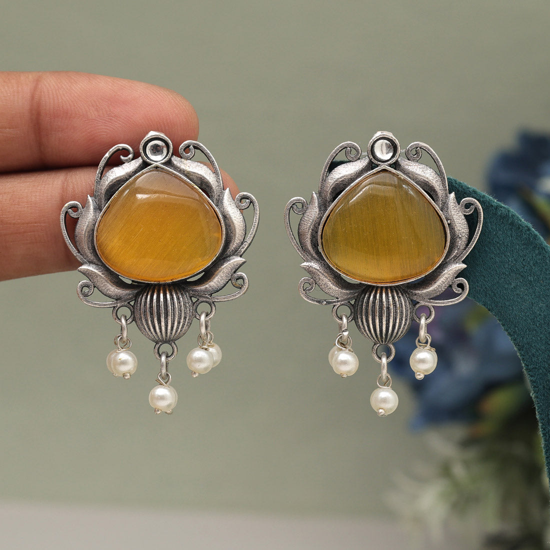 Mustard Yellow Color Oxidised Earrings (GSE2925MYLW) Earrings GetGlit   