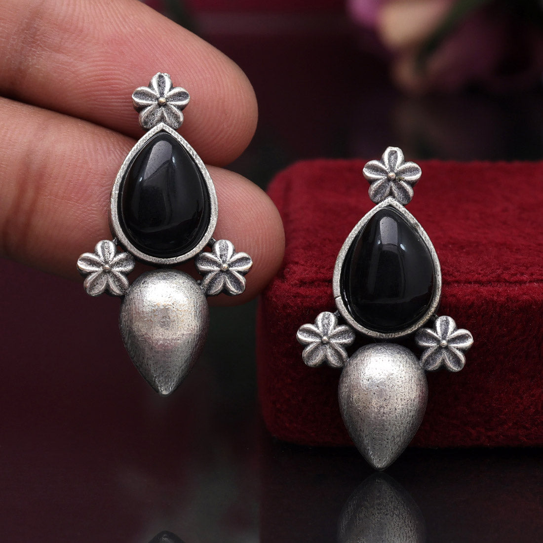 Black Color Oxidised Earrings (GSE2927BLK) Jewellery GetGlit   