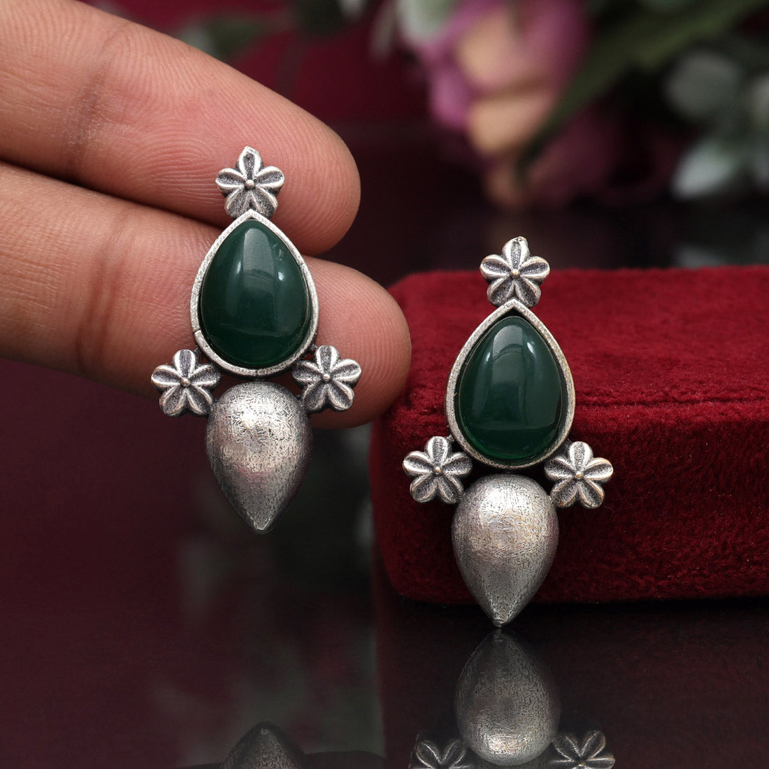 Green Color Oxidised Earrings (GSE2927GRN) Jewellery GetGlit   