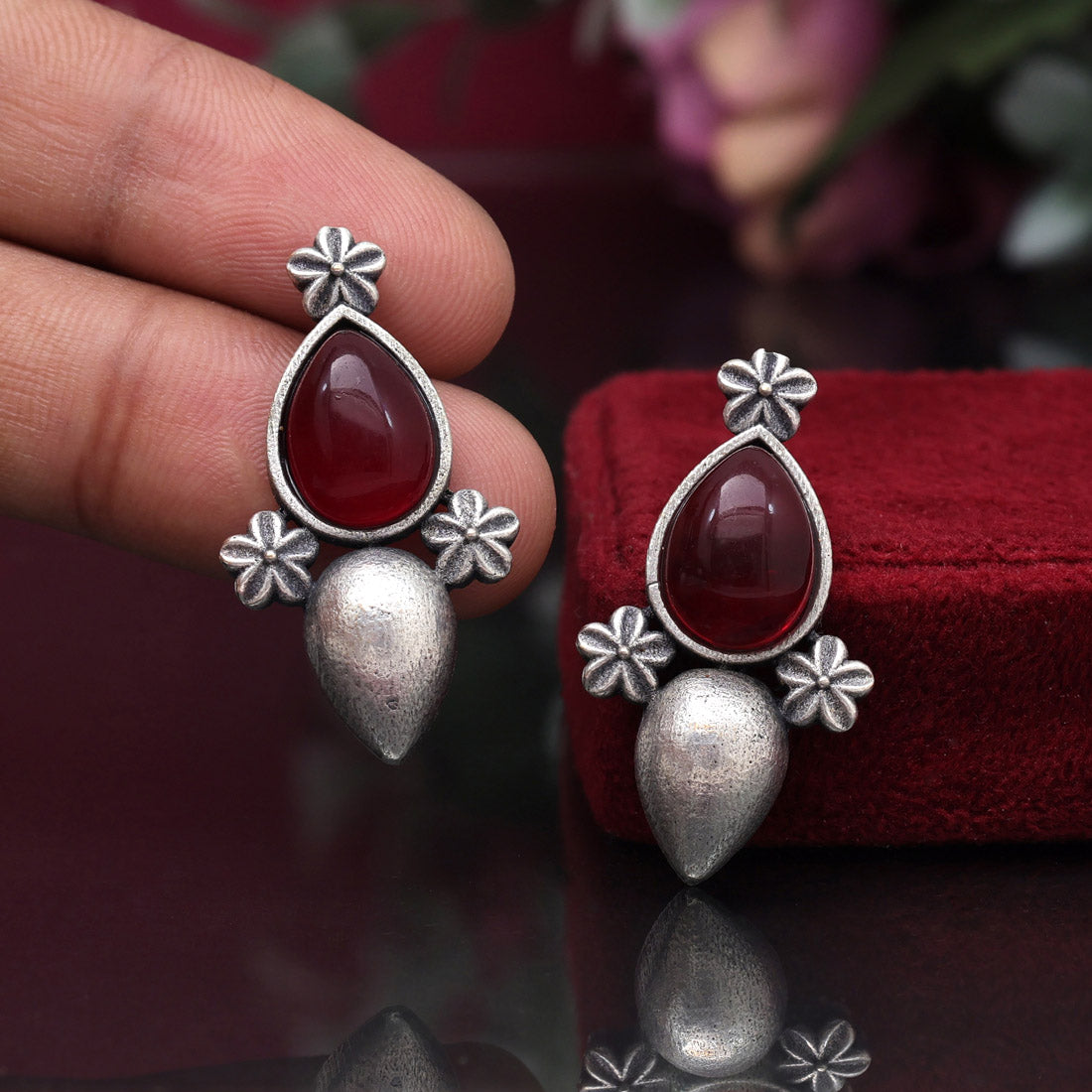 Maroon Color Oxidised Earrings (GSE2927MRN) Jewellery GetGlit   