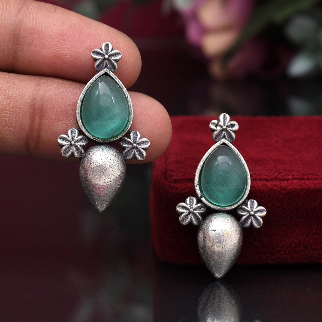 Pista Green Color Oxidised Earrings (GSE2927PGRN) Jewellery GetGlit   