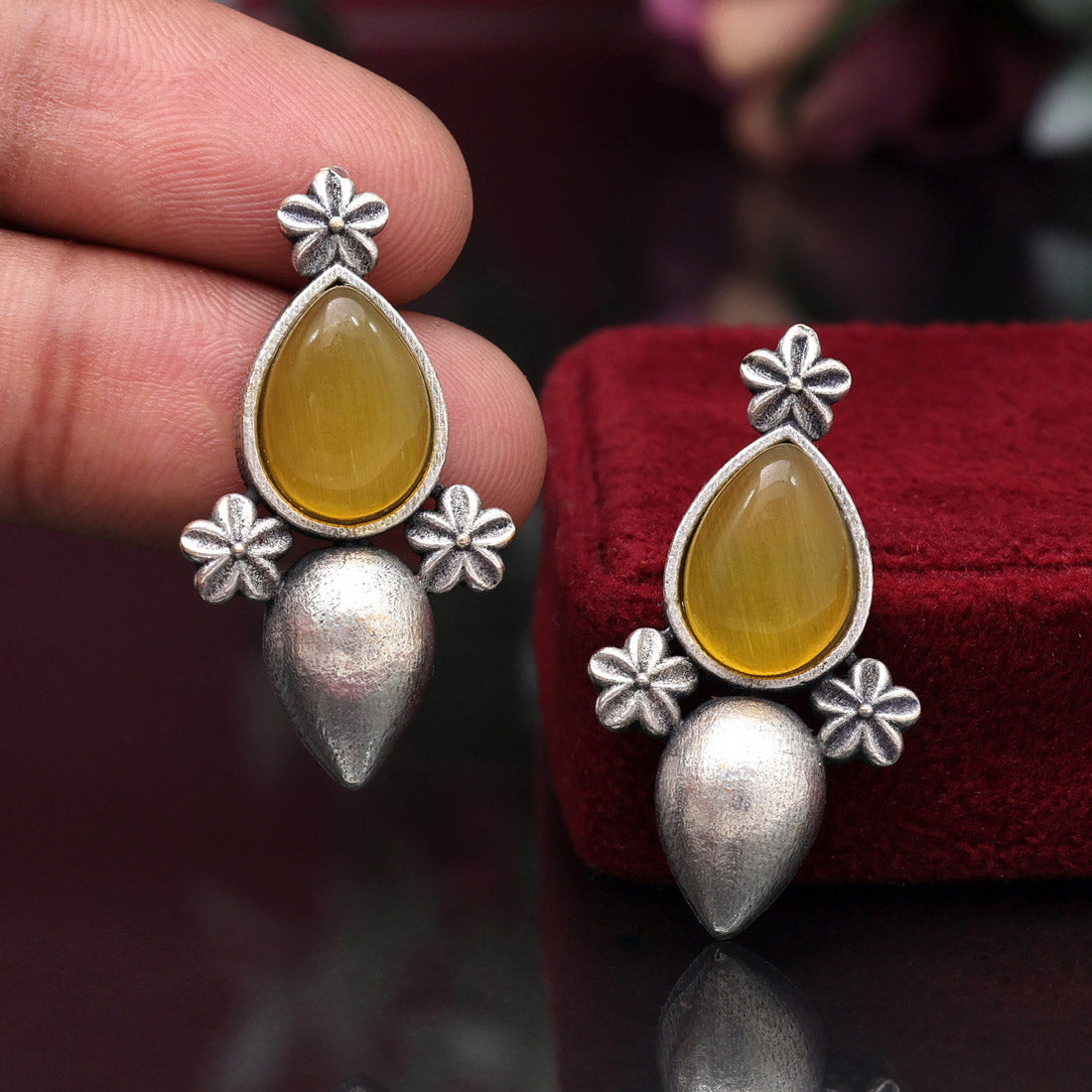 Yellow Color Oxidised Earrings (GSE2927YLW) Jewellery GetGlit   