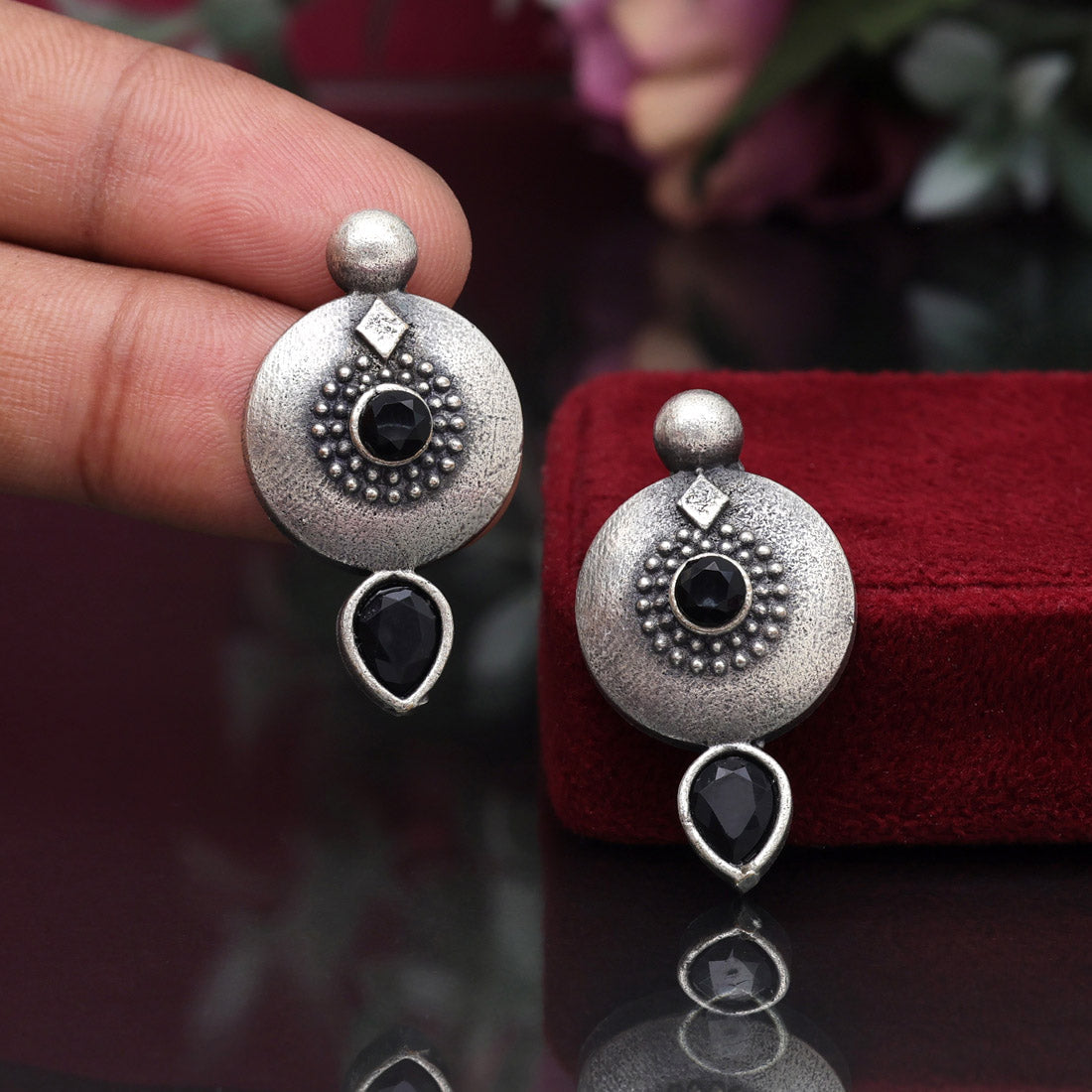 Black Color Oxidised Earrings (GSE2932BLK) Jewellery GetGlit   