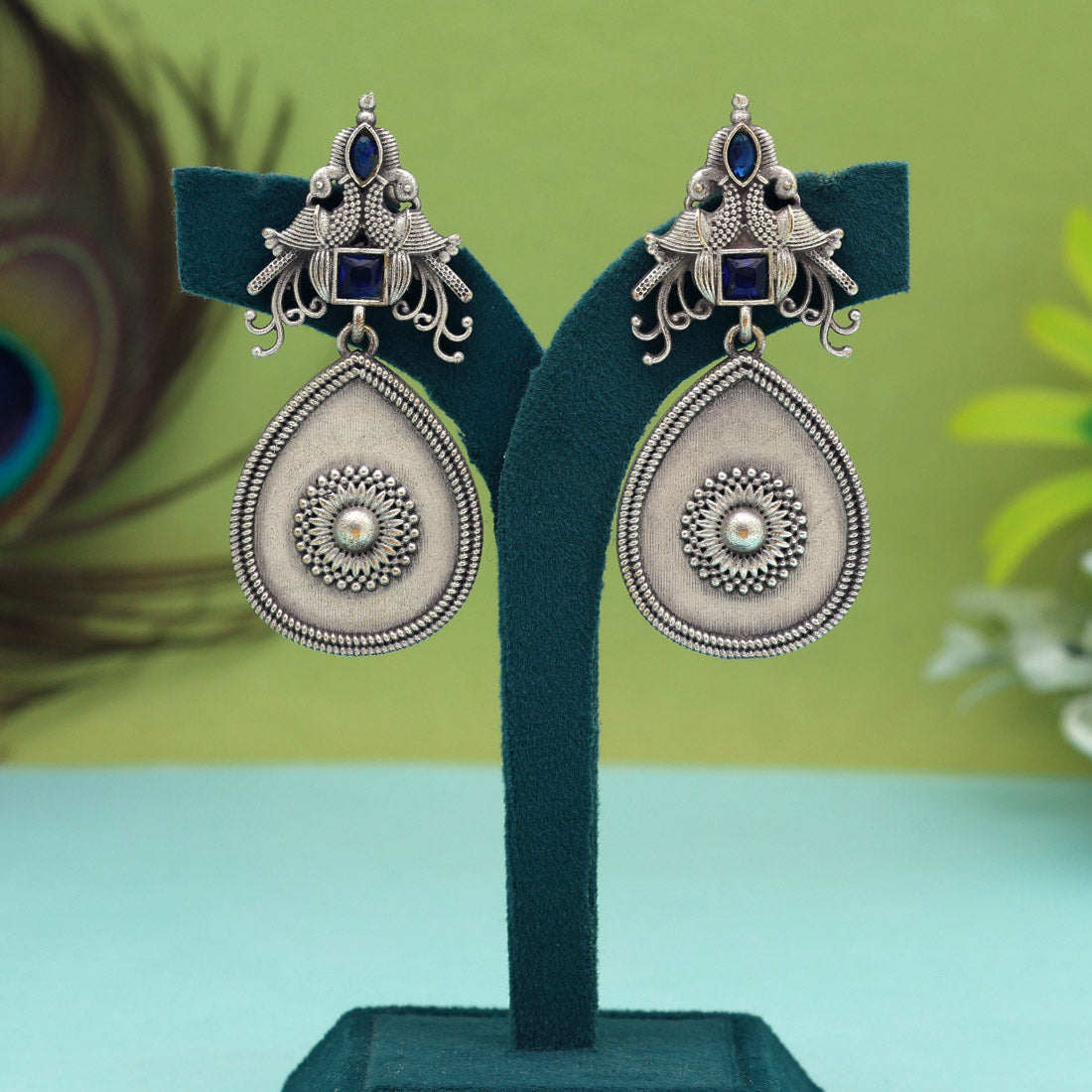 Blue Color Oxidised Earrings (GSE2938BLU) Jewellery GetGlit