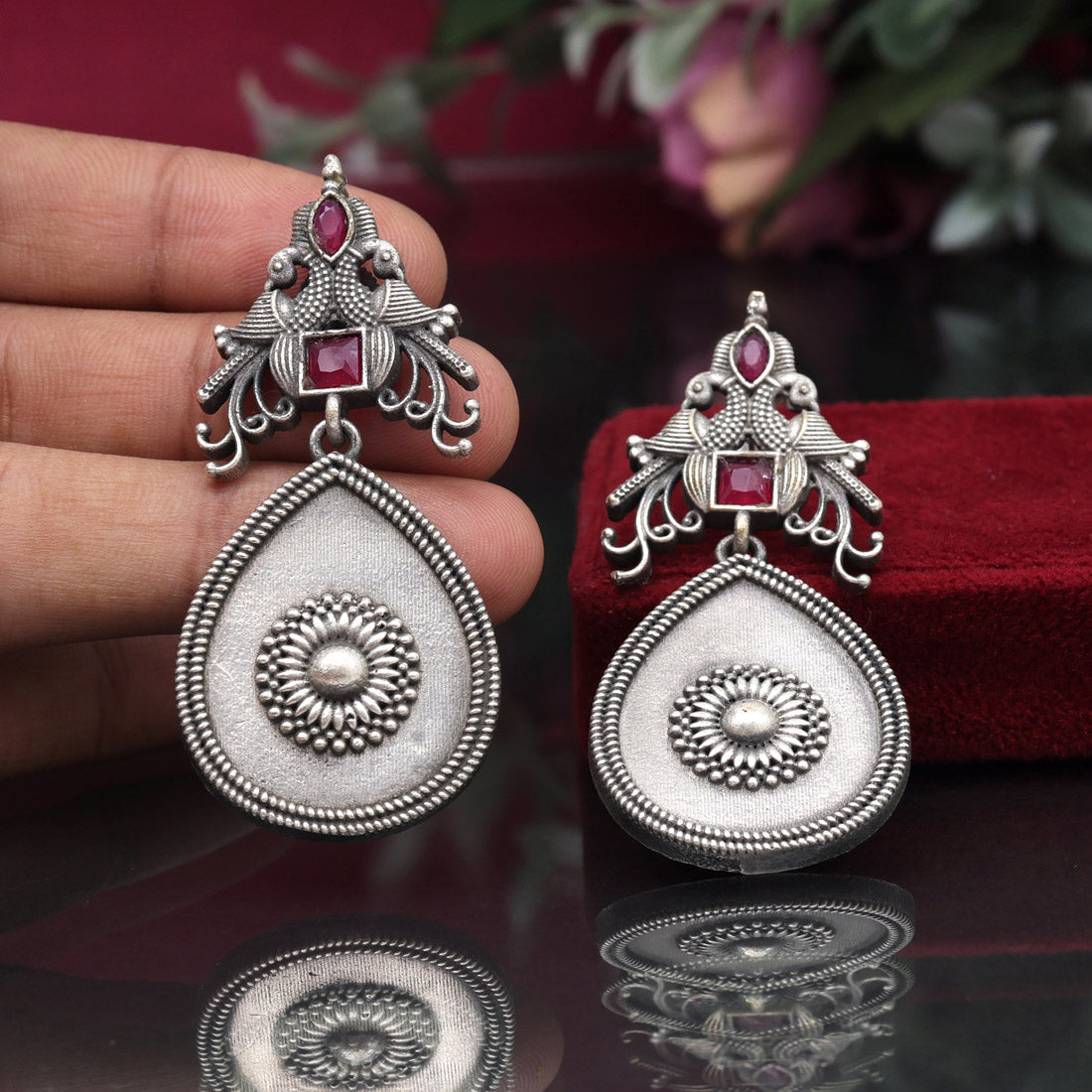 Rani Color Oxidised Earrings (GSE2938RNI) Jewellery GetGlit