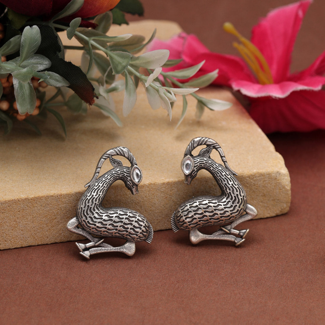 White Color Oxidised Earrings (GSE2953WHT) Earrings GetGlit   