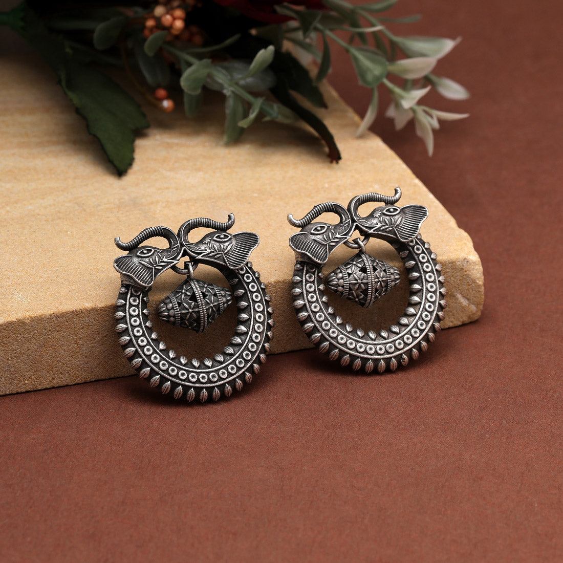 Silver Color Oxidised Earrings (GSE2955SLV) Jewellery GetGlit   