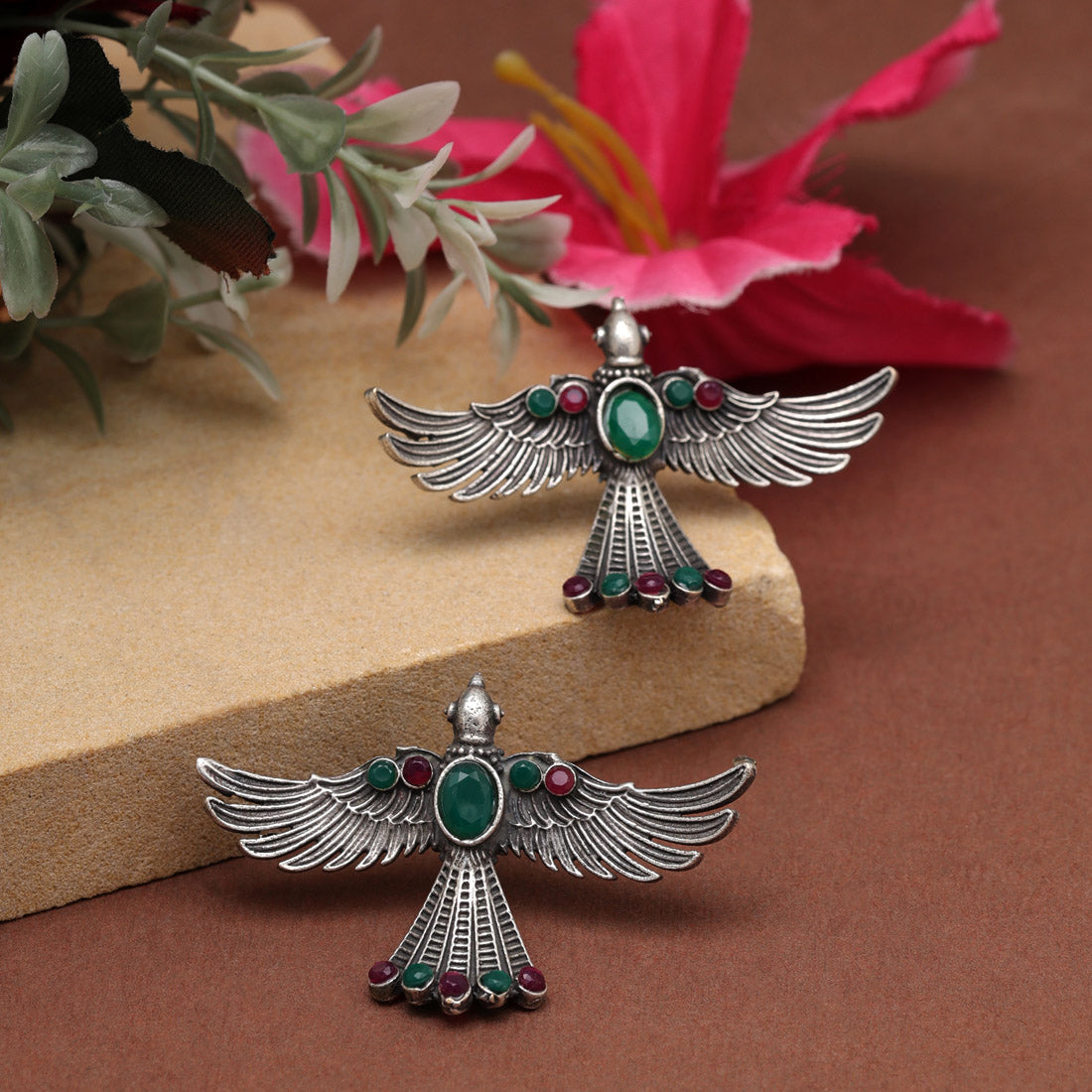 Maroon & Green Color Oxidised Earrings (GSE2957MG) Earrings GetGlit   