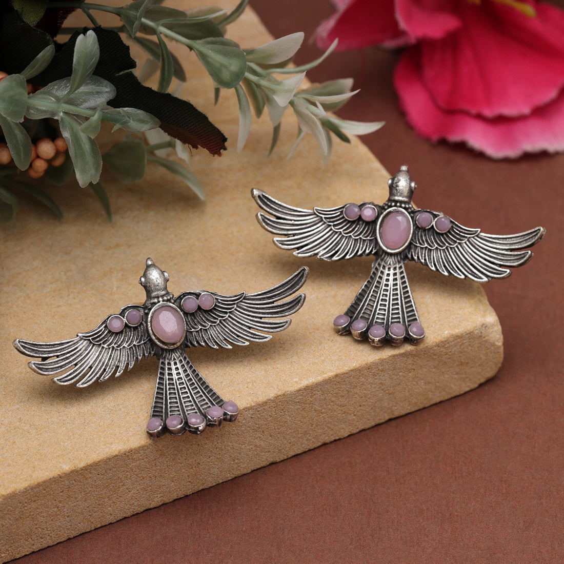 Pink Color Oxidised Earrings (GSE2957PNK) Earrings GetGlit   