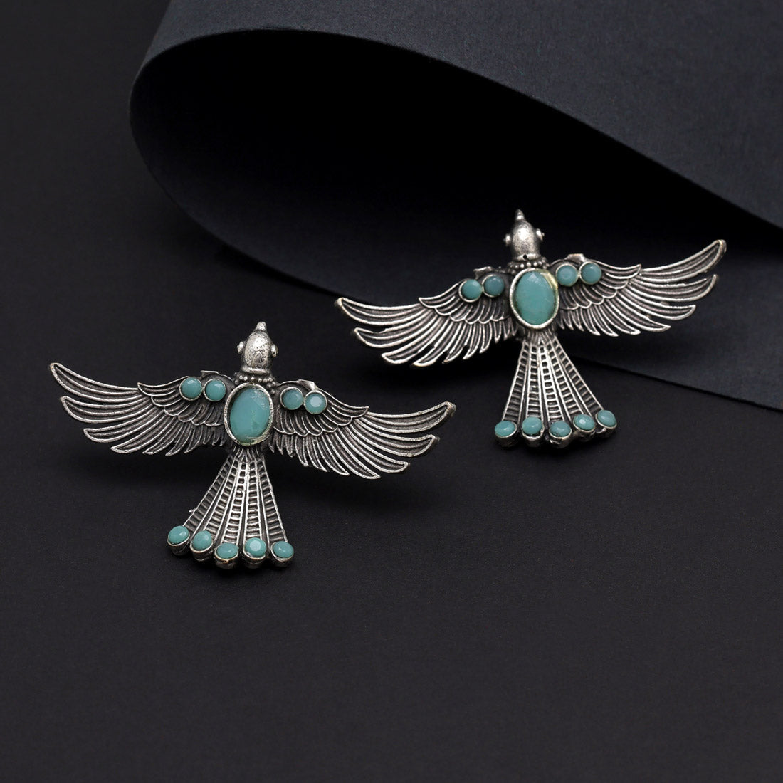 Sky Blue Color Oxidised Earrings (GSE2957SBLU) Jewellery GetGlit