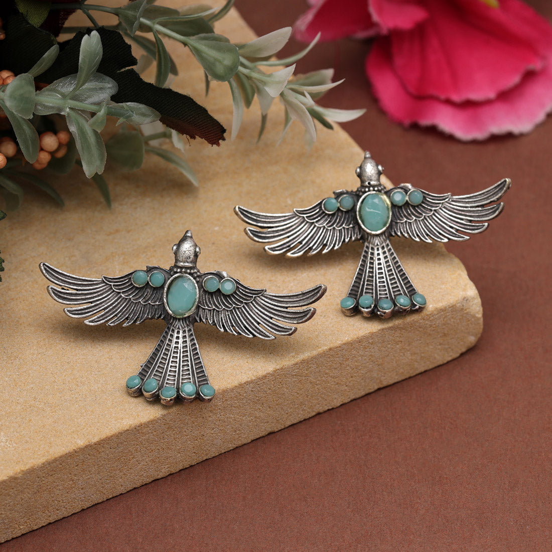 Sky Blue Color Oxidised Earrings (GSE2957SBLU) Jewellery GetGlit