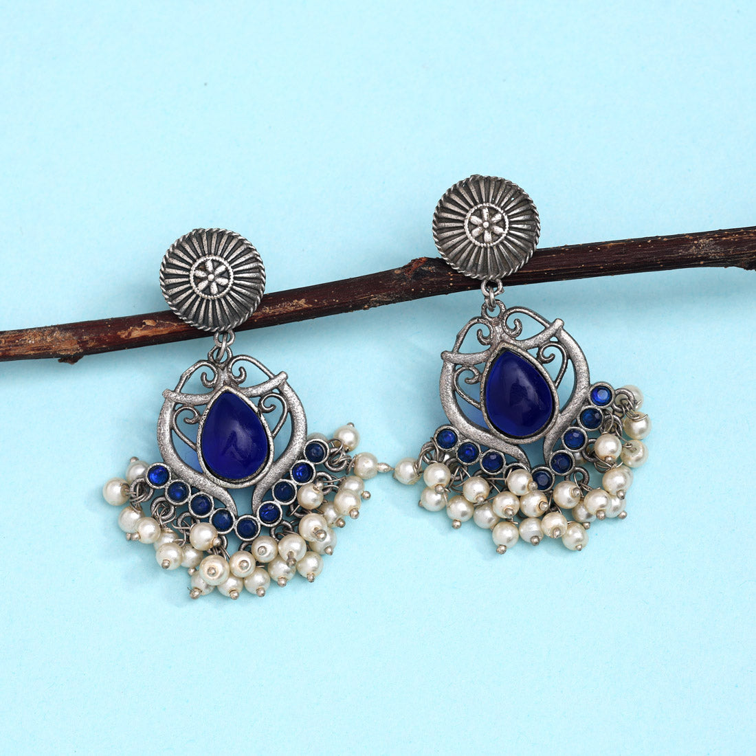 Blue Color  Oxidised Earrings (GSE2961BLU)