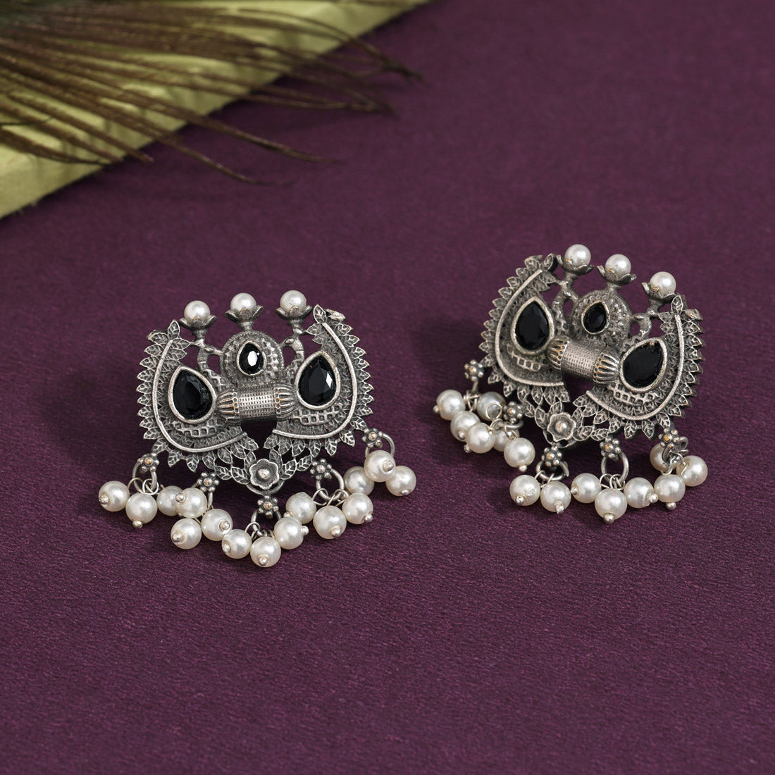 Black Color  Oxidised Earrings (GSE2962BLK) Jewellery GetGlit   