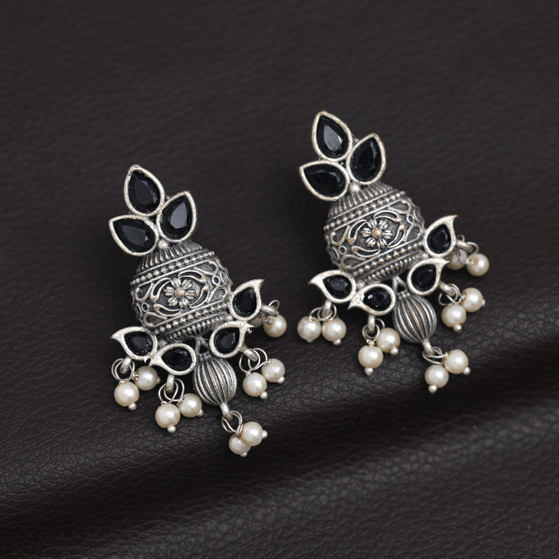 Black Color Oxidised Earrings (GSE2963BLK) Jewellery GetGlit