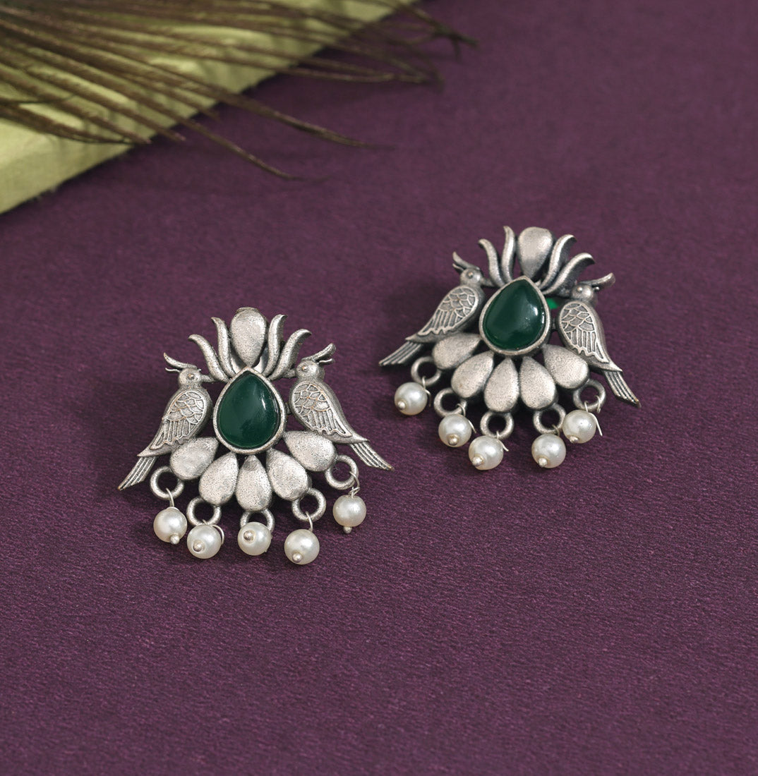 Green Color Oxidised Earrings (GSE2964GRN) Jewellery GetGlit