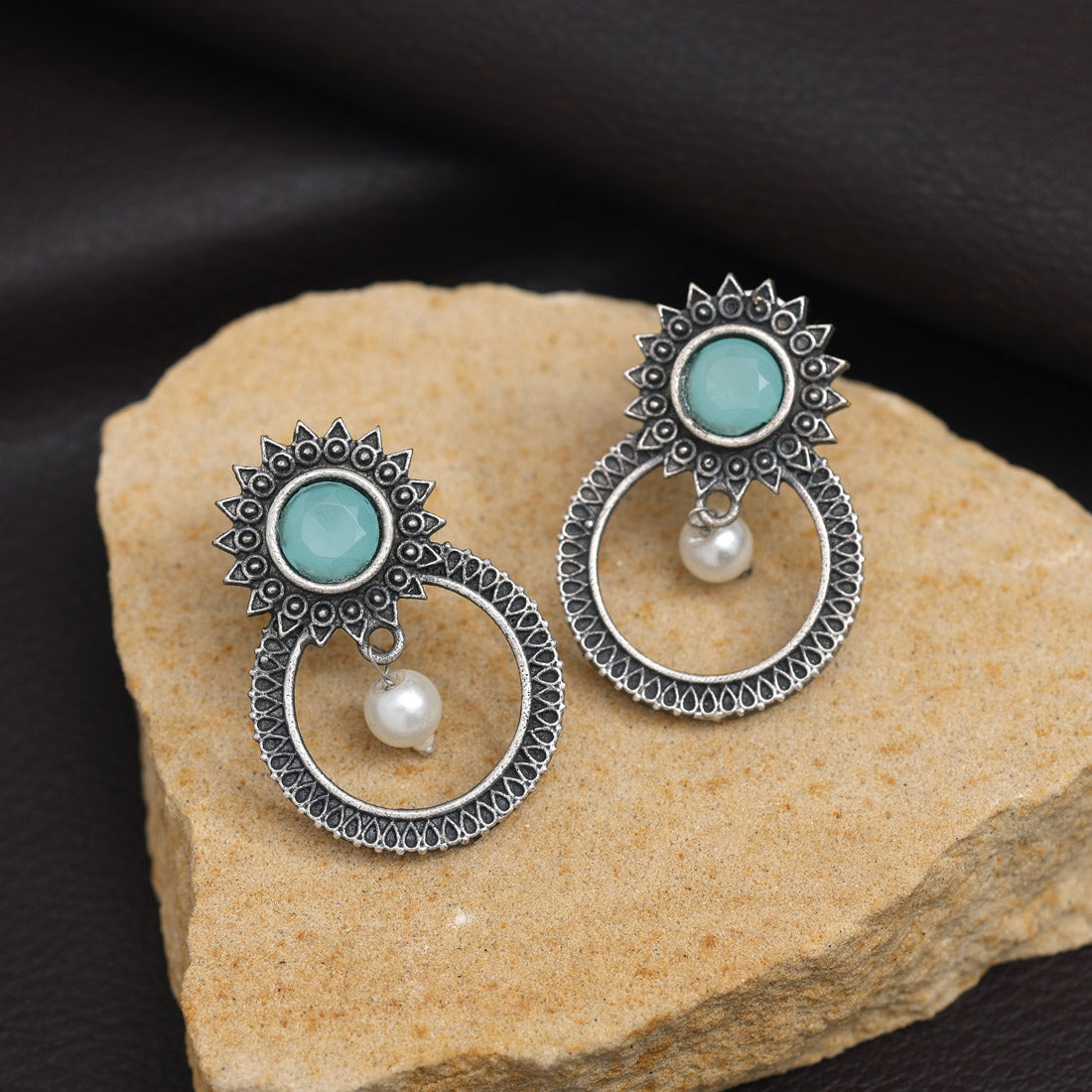 Pista Green Color Oxidised Earrings (GSE2966PGRN) Jewellery GetGlit