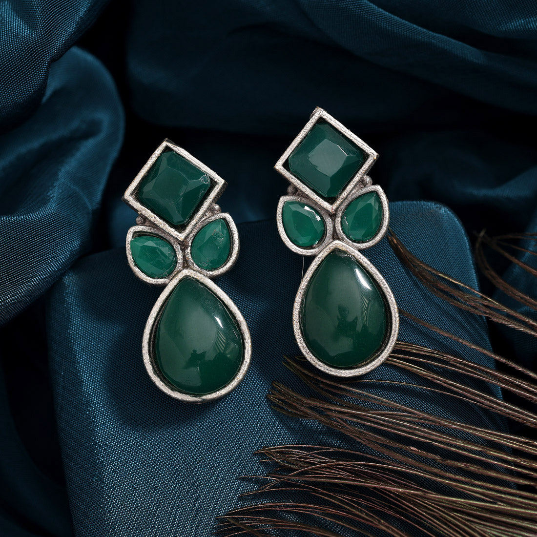 Green Color  Oxidised Earrings (GSE2969GRN) Jewellery GetGlit   