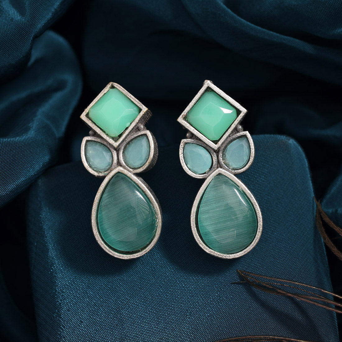 Rama Green Color  Oxidised Earrings (GSE2969RGRN) Jewellery GetGlit   