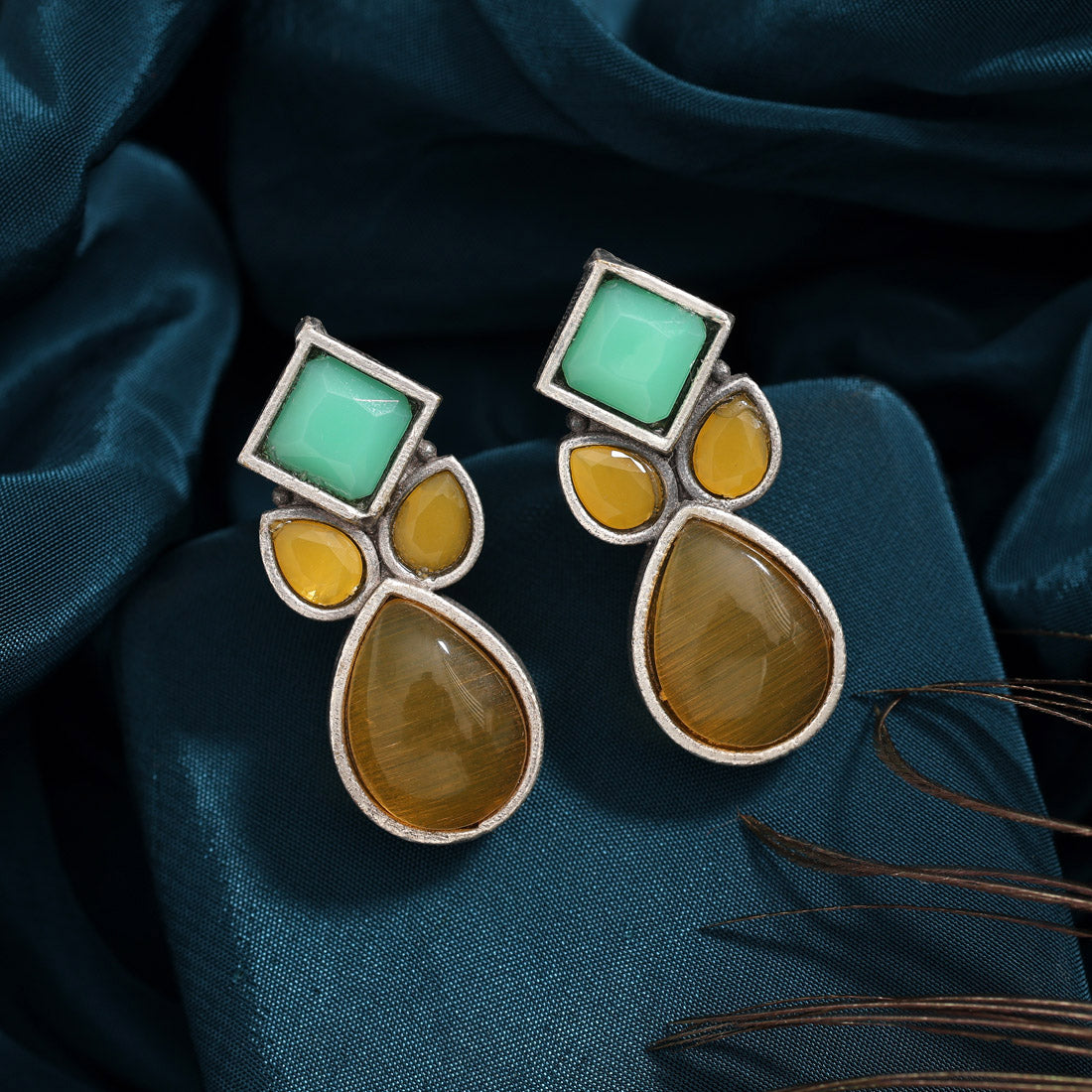 Yellow Color  Oxidised Earrings (GSE2969YLW) Jewellery GetGlit   