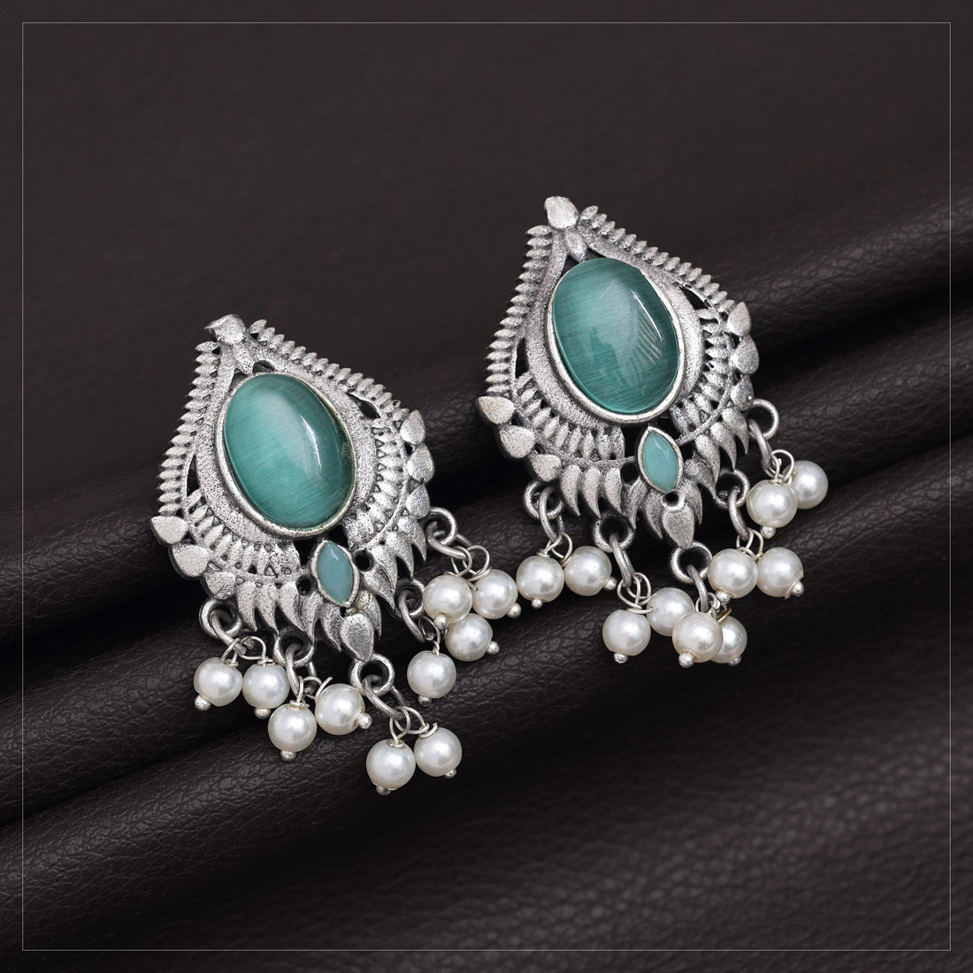 Pista Green Color  Oxidised Earrings (GSE2970PGRN) Jewellery GetGlit   