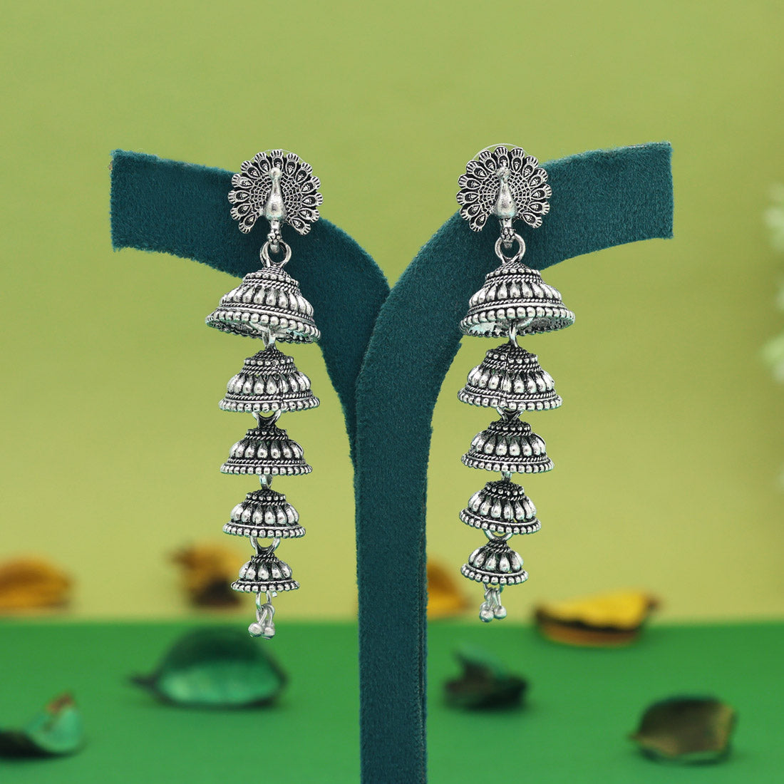 Silver Color Oxidised Earrings (GSE2974SLV)