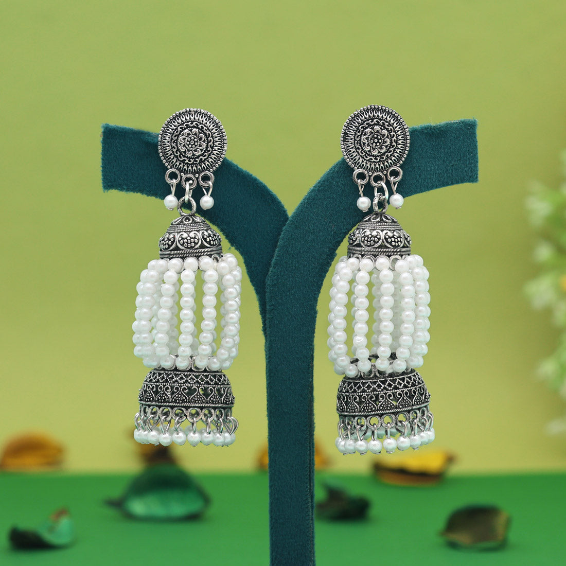 Silver Color Oxidised Earrings (GSE2983SLV)