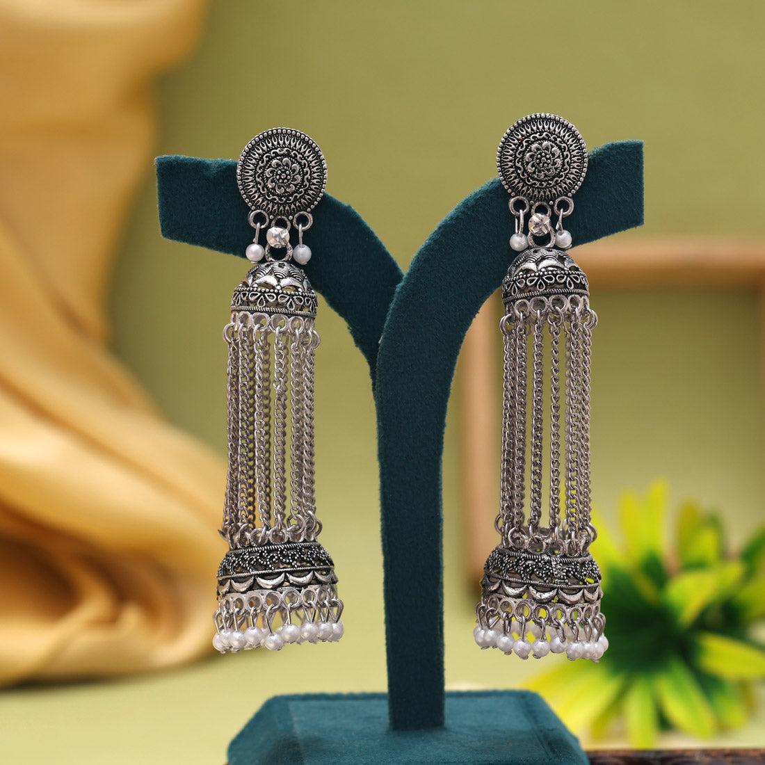 Silver Color Oxidised Earrings (GSE2986SLV) Jewellery GetGlit