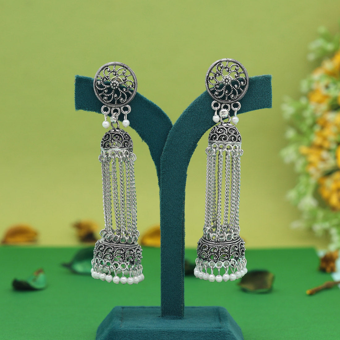 Silver Color Oxidised Earrings (GSE2987SLV)