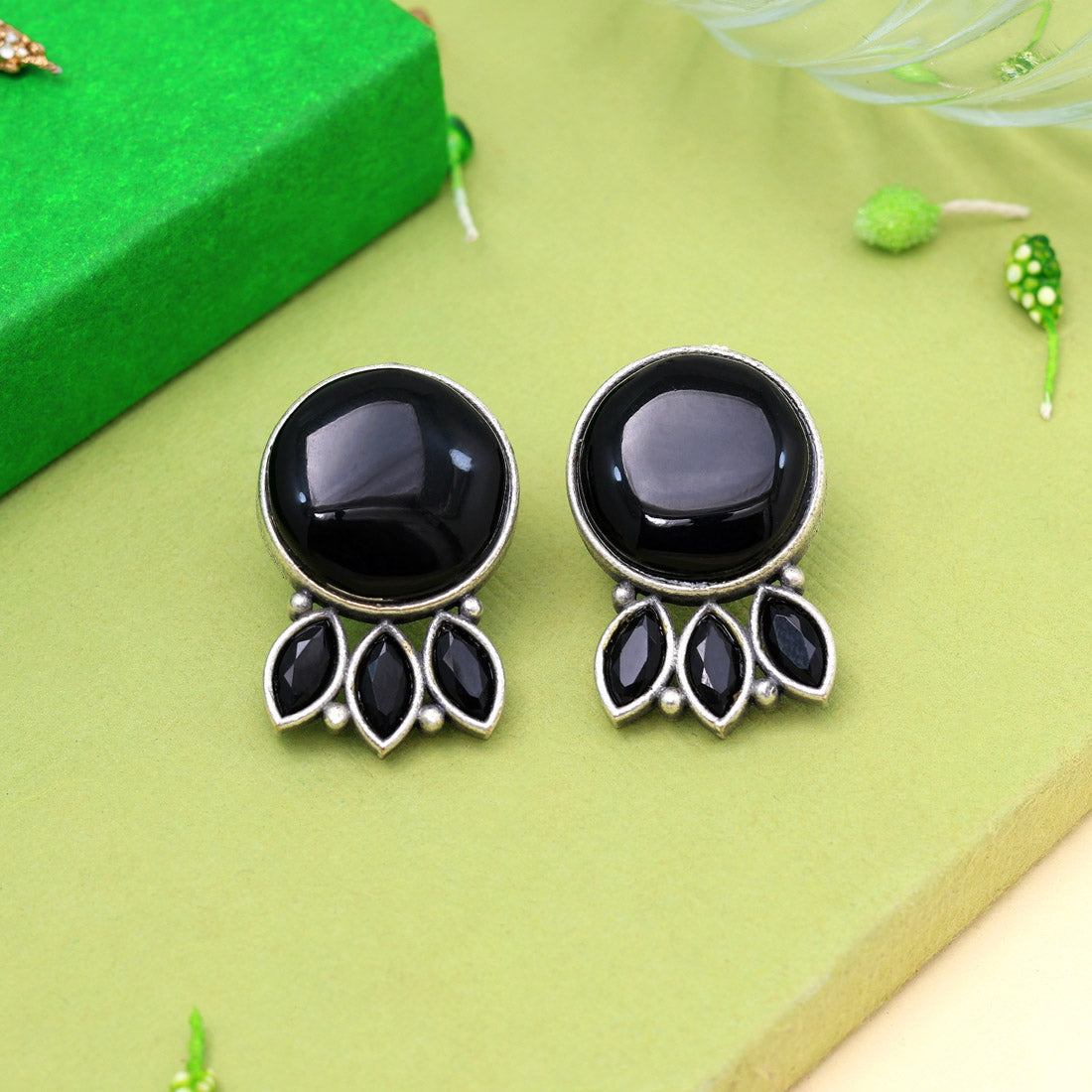 Black Color Oxidised Earrings (GSE2991BLK)