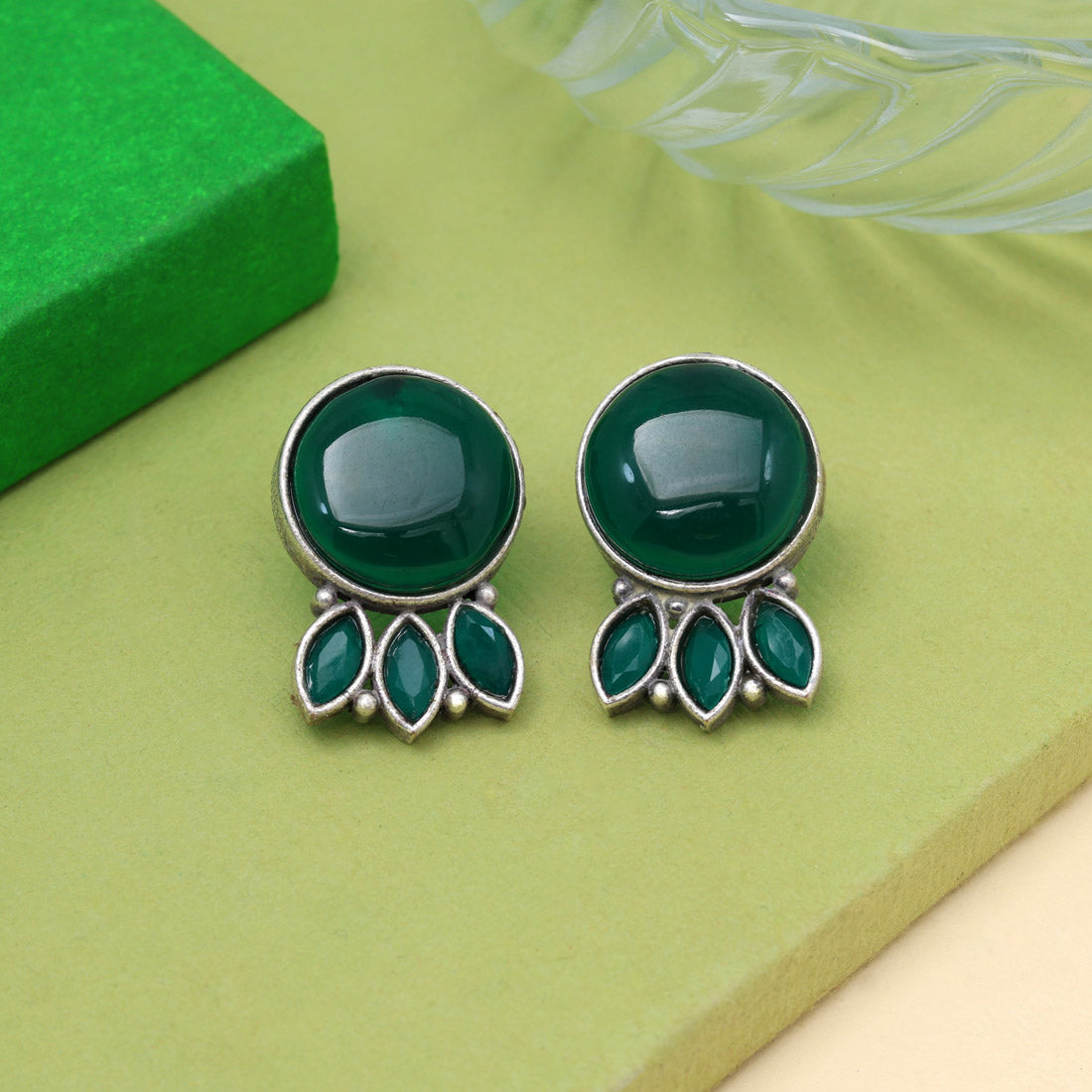 Green Color Oxidised Earrings (GSE2991GRN) Jewellery GetGlit   