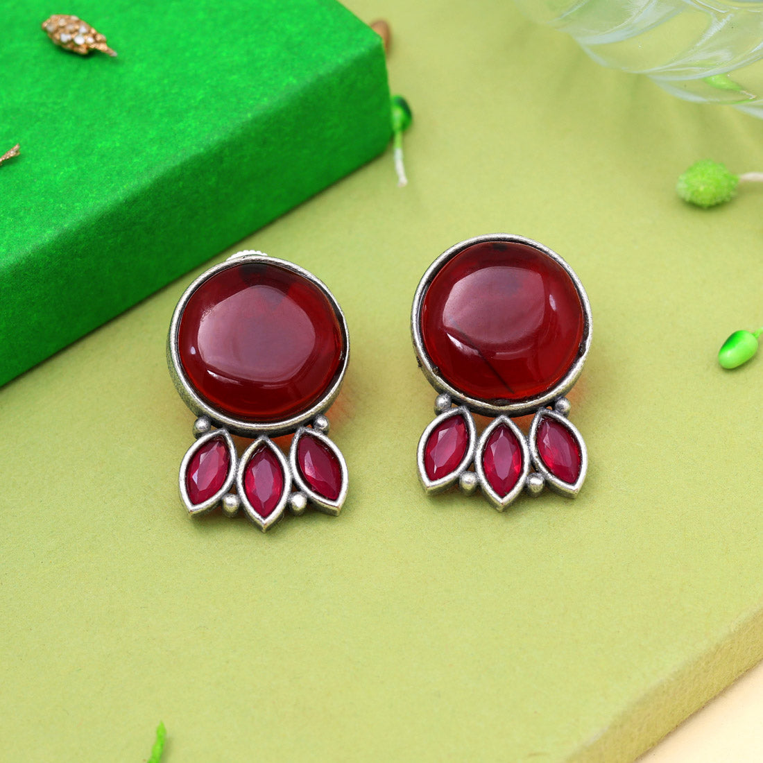 Maroon Color Oxidised Earrings (GSE2991MRN) Jewellery GetGlit