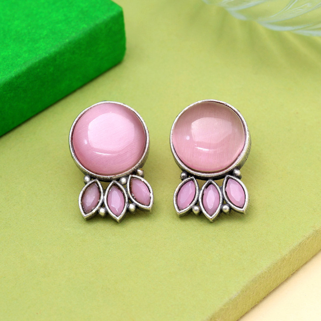 Pink Color Oxidised Earrings (GSE2991PNK) Jewellery GetGlit