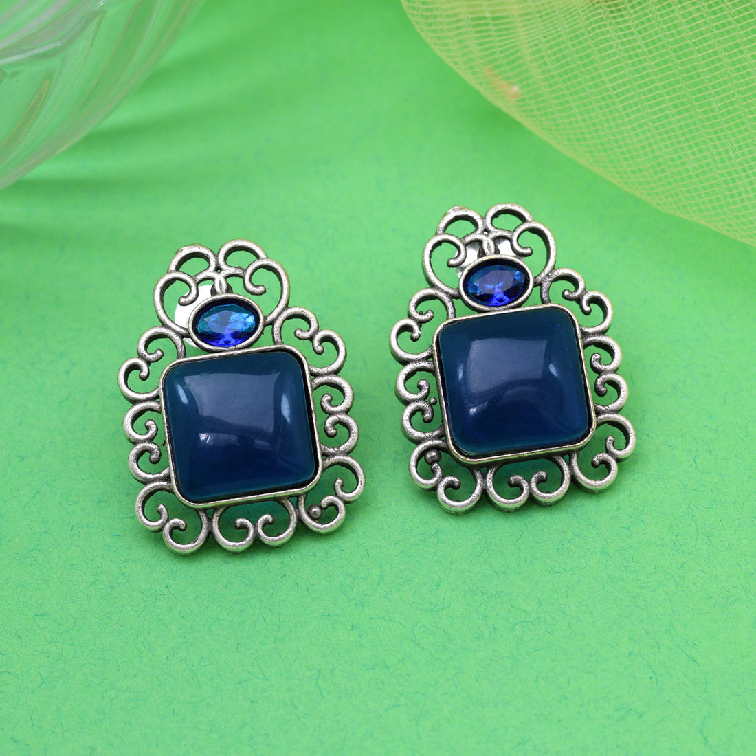 Blue Color Oxidised Earrings (GSE2992BLU) Jewellery GetGlit   