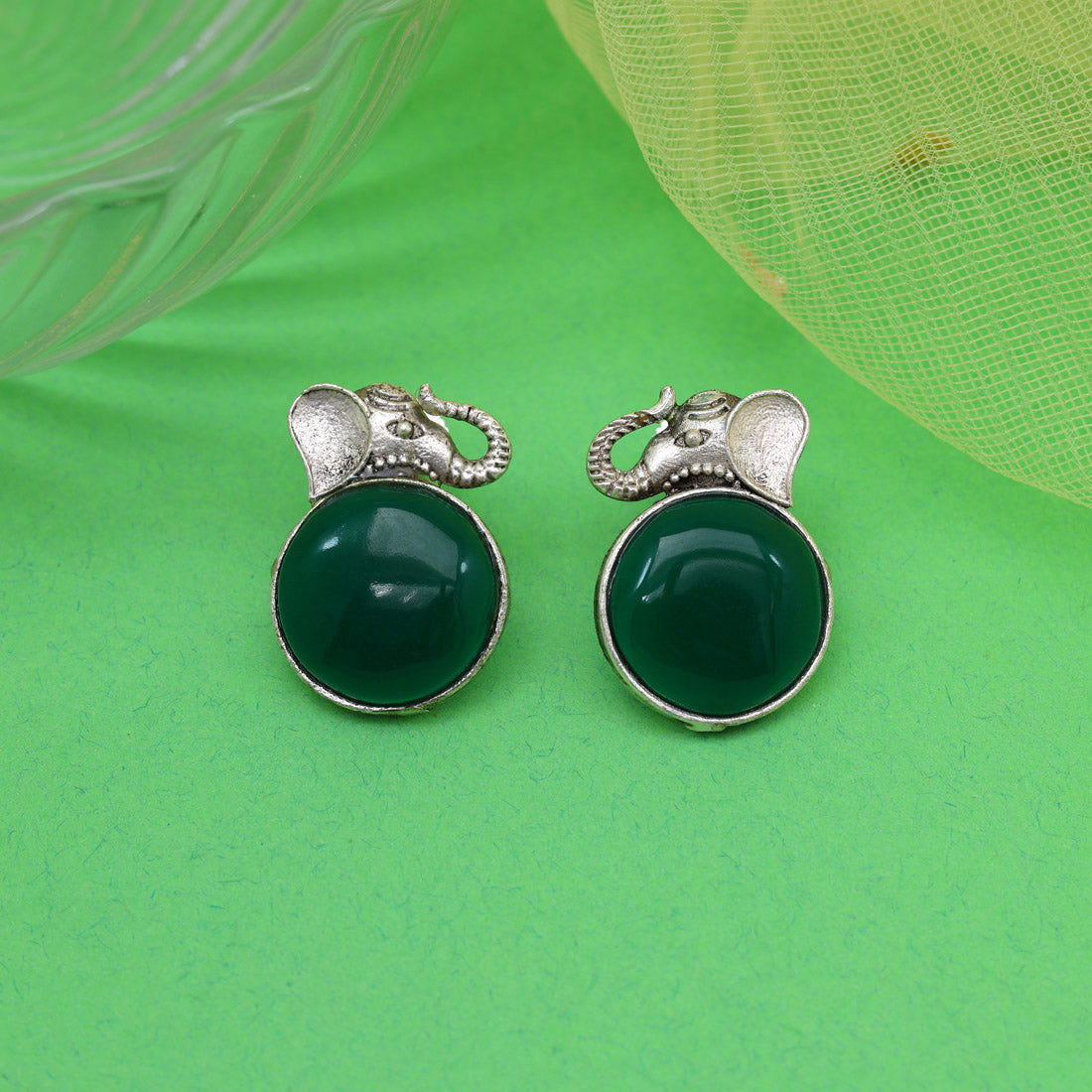 Green Color Oxidised Earrings (GSE2993GRN) Jewellery GetGlit