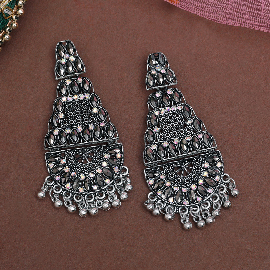 Silver Color Oxidised Earrings (GSE3028SLV) Jewellery GetGlit   