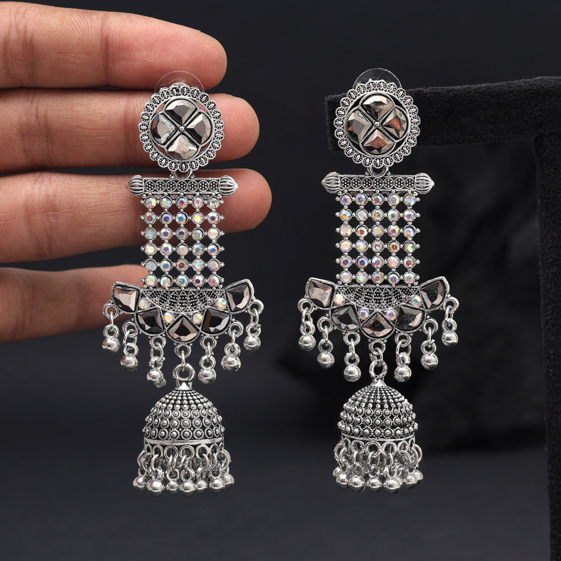 Silver Color Oxidised Earrings (GSE3029SLV) Jewellery GetGlit