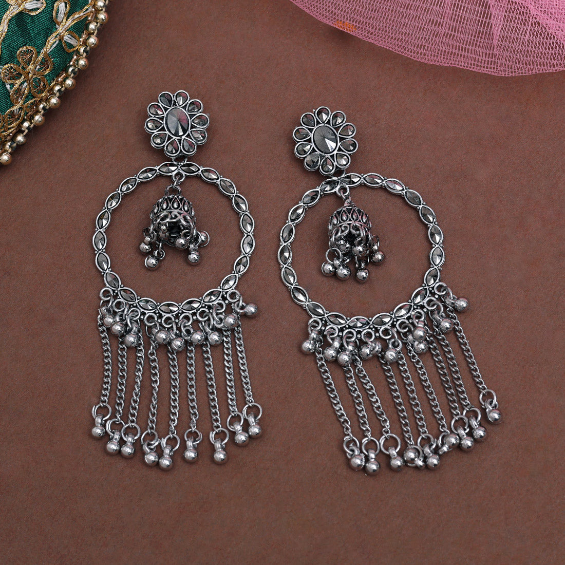 Silver Color Oxidised Earrings (GSE3030SLV)