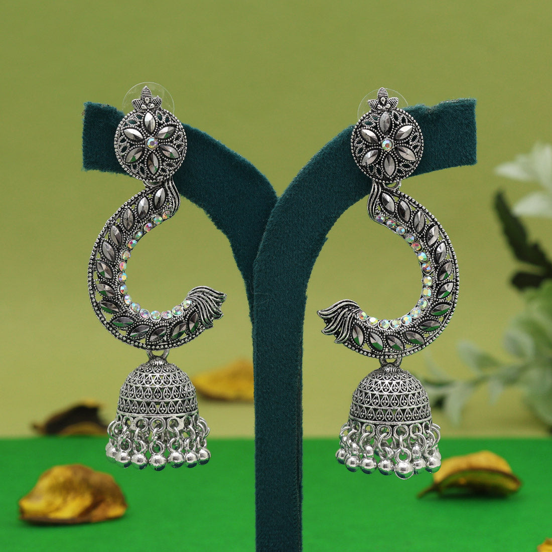 Silver Color Oxidised Earrings (GSE3031SLV) Jewellery GetGlit   