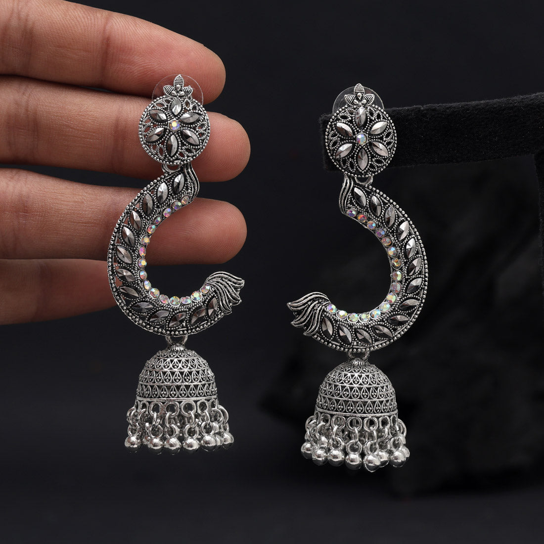 Silver Color Oxidised Earrings (GSE3031SLV) Jewellery GetGlit