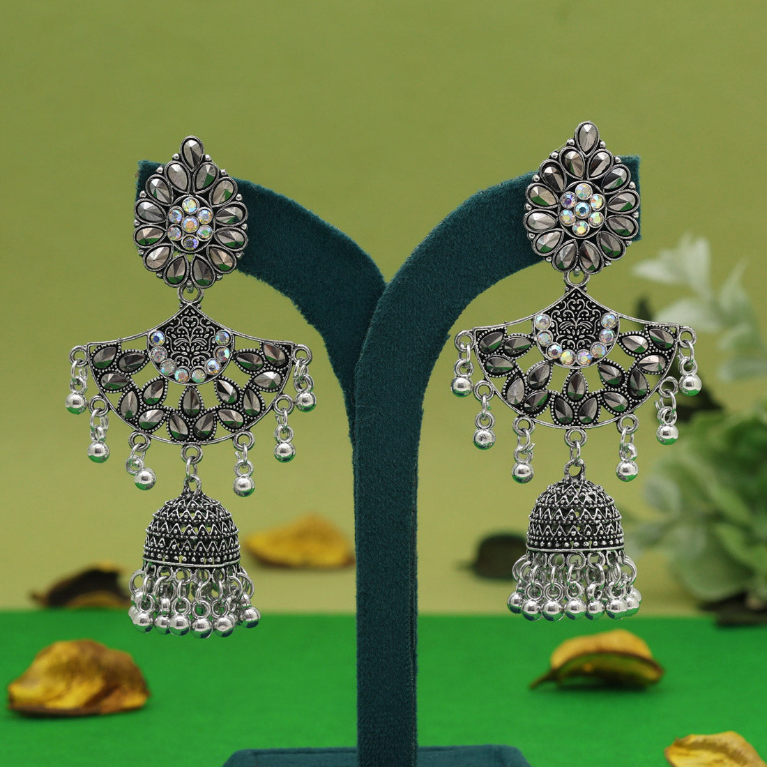 Silver Color Oxidised Earrings (GSE3033SLV) Jewellery GetGlit   