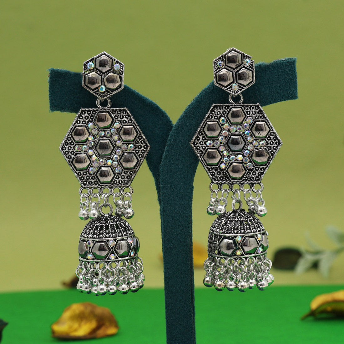 Silver Color Oxidised Earrings (GSE3034SLV) Jewellery GetGlit   