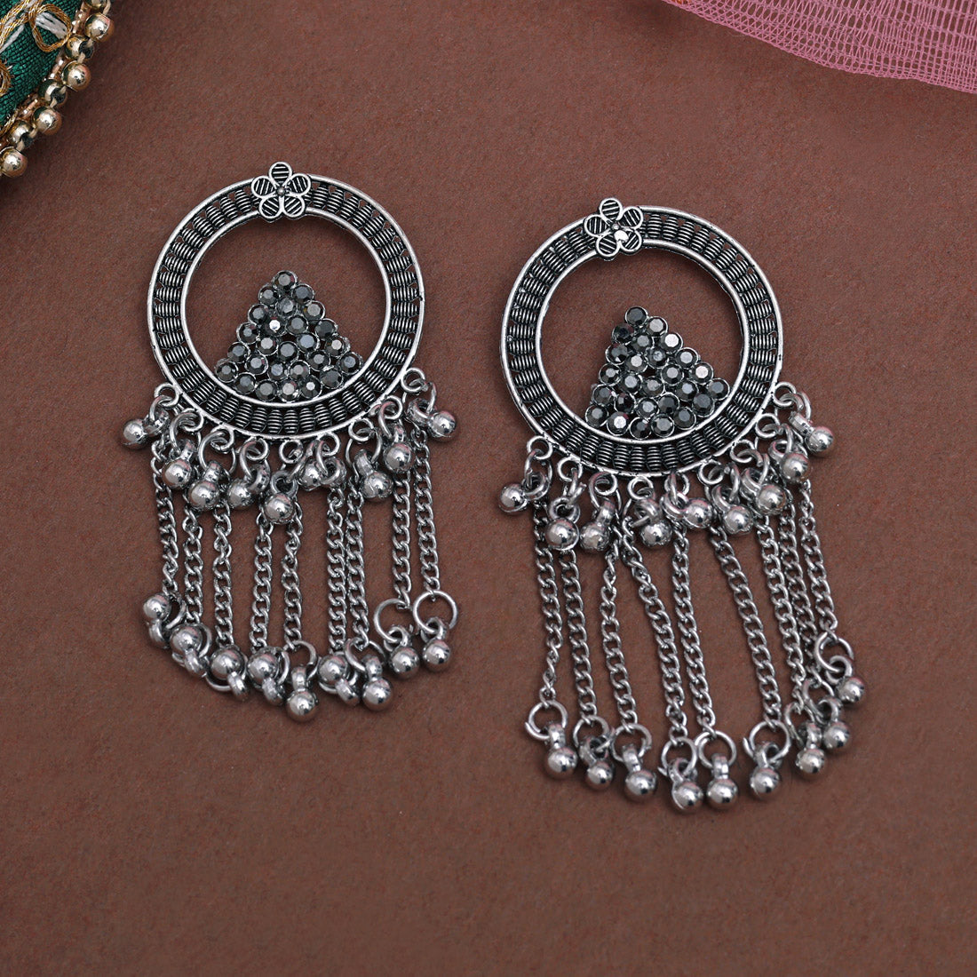 Silver Color Oxidised Earrings (GSE3035SLV) Jewellery GetGlit   